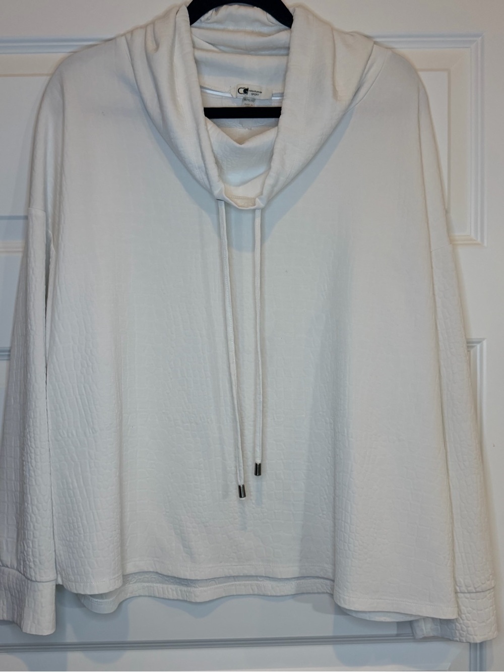 Cable & Gauge Sport Women’s XL White Hooded Pullover Top Modal Stretch Textured